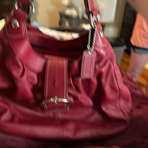 Red Coach purse 3 openings